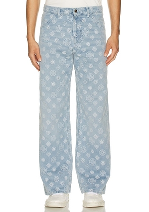 Casablanca Relaxed Fit Monogram Jeans in Bleached Monogra M Denim - Blue. Size 30 (also in 34, 36).