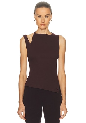 Courreges Transverse 90's Ribbed Top in Burgundy - Burgundy. Size L (also in ).