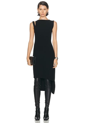 Courreges Oblique Square Rib Dress in Black - Black. Size L (also in M, S).