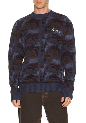 By Parra Repeat FTP Booster Knitted Pullover in Blue - Blue. Size L (also in M, XL/1X).