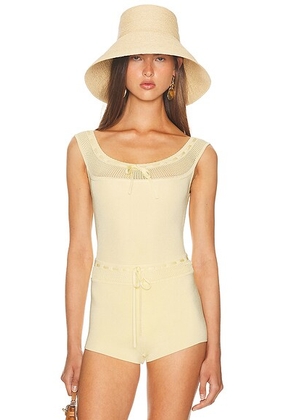 Helsa Brie Bodysuit in Butter Yellow - Yellow. Size M (also in L, S, XL, XS).