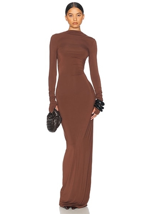 Helsa Jersey Backless Maxi Dress in Chocolate Au Lait - Chocolate. Size XL (also in ).