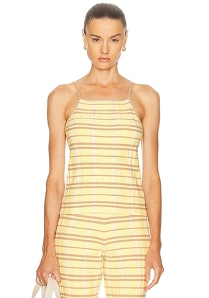 Guest In Residence Plaid Tank Top in Butter Combo - Yellow. Size L (also in M, S, XL, XS).