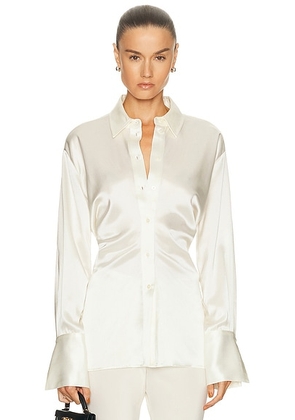EAVES Sigrun Slouch Waist Blouse in Ivory - Ivory. Size M (also in ).