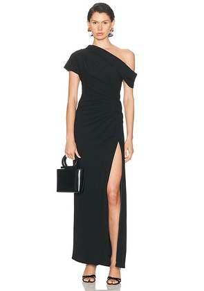 SIMKHAI Kally Draped Midi Dress in Black - Black. Size 4 (also in 0, 2, 6).