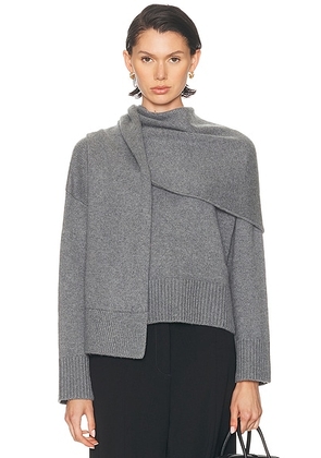 SIMKHAI Elson Scarf Sweater in Heather Grey - Grey. Size L (also in M, S, XS).