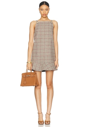 Ganni Check Mini Dress in Tiger's Eye - Red. Size 32 (also in ).