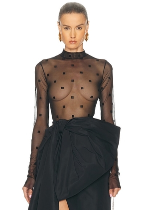 Givenchy Sheer Long Sleeve Bodysuit in Black - Black. Size S (also in L).