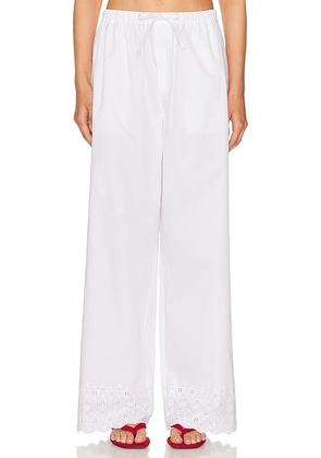 Helsa The Summer Pant With Vintage Swiss Embroidery in White - White. Size M (also in L, S, XL, XS, XXS).