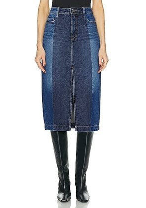 GRLFRND Robin Seamed Tonal Midi Skirt in Tonal Slide - Denim-Medium. Size 24 (also in 23).