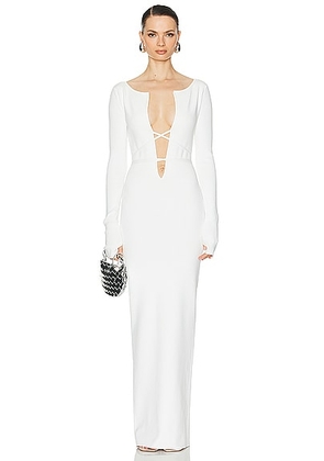 Helsa Niall Deep V Neck Dress in White - White. Size M (also in L).
