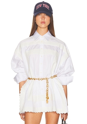 Helsa The Summer Overshirt With Vintage Swiss Embroidery in White - White. Size S (also in M).