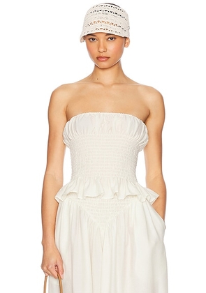 Helsa The Smocked Tunic in Silk And Wool in Ivory - Ivory. Size M (also in L, S).