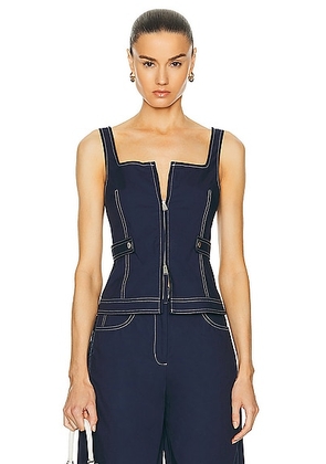 SIMKHAI Dolce Zip Up Top in Midnight - Navy. Size 0 (also in ).