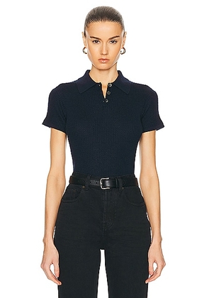 Guest In Residence Shrunken Polo Top in Midnight - Navy. Size M (also in L, S, XL, XS).