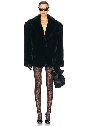 Helsa The Oslo Faux Fur Coat in Black - Black. Size L (also in S, XL).