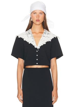 Helsa The Sailor Shirt With Lace Collar in Black - Black. Size L (also in M, S, XS, XXS).
