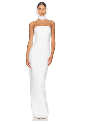Helsa Linen Strapless Maxi Dress in Natural White - White. Size M (also in L, S, XL).