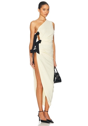 Helsa The Seline Dress With Bows in Yellow & Black - Yellow. Size L (also in M, S, XL).