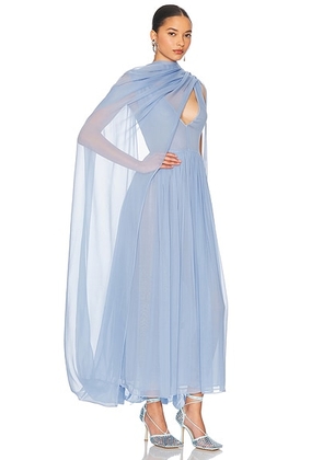Helsa The Sabine Dress in Silk Chiffon in Hydrangea Blue - Blue. Size XS (also in L, M, S, XXS).