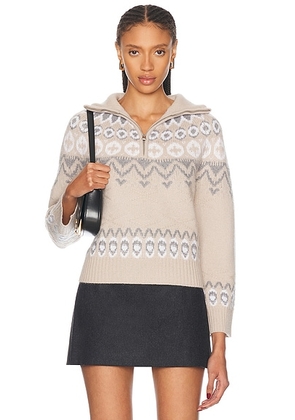 SIMKHAI Eliah Half Zip Pullover Sweater in Dark Sand Multi - Brown. Size L (also in M).