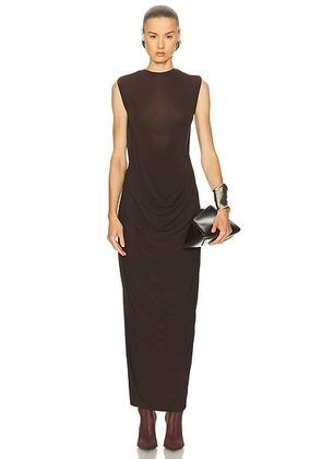 Jean Paul Gaultier Draped Long Dress in Brown - Brown. Size L (also in M, S, XS).
