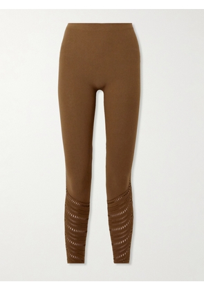 Wolford - Perforated Wool-blend Leggings - Brown - x small,small,medium,large