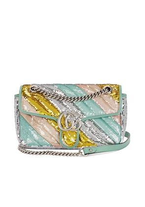 gucci Gucci Sequin GG Marmont Shoulder Bag in Multi - Metallic Silver,Teal. Size all.