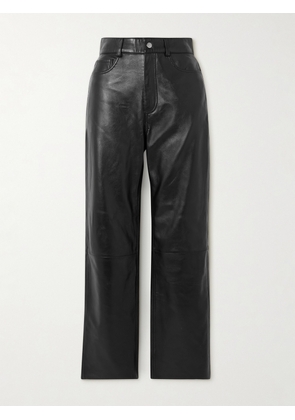 Nour Hammour - Billy Paneled Leather Straight-leg Pants - Black - FR 34,FR 36,FR 38,FR 40,FR 42,FR 44
