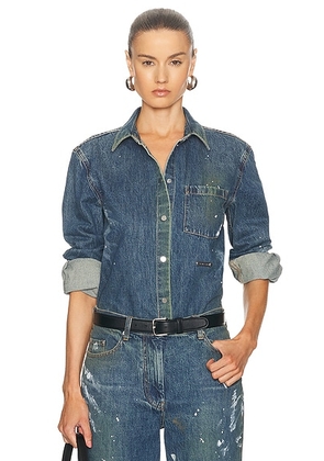 Helmut Lang Denim Shacket in Mid Indigo Painter - Denim-Dark. Size XS (also in ).