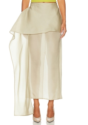 Helsa The Silk Gazar Skirt With Drape in Stone - Taupe. Size S (also in L, M, XS, XXS).