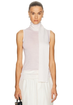 Enza Costa Tissue Cashmere Sleeveless Scarf Sweater in Undyed - Cream. Size L (also in S, XS).