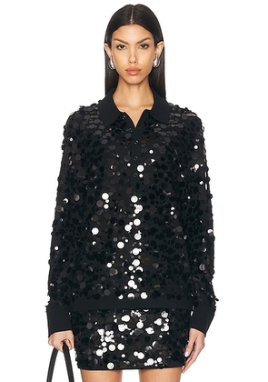 Helmut Lang Long Sleeve Polo Top in Black - Black. Size M (also in S, XS).