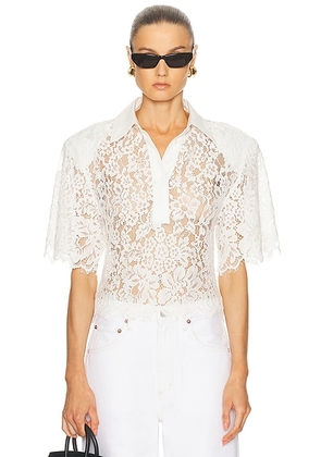 Helsa The Lace Shirt With Shoulder Pad in White - White. Size M (also in S).