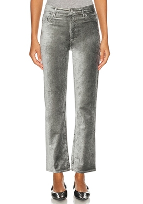 FRAME Le Sleek Straight Pant in Oyster Velvet - Grey. Size 23 (also in 24, 25, 26, 27, 28, 29, 30).