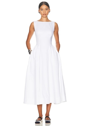 Helsa Stretch Cotton Sateen Midi Dress in White - White. Size S (also in ).