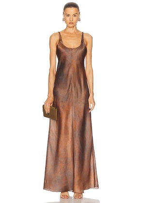 Grace Ling Silk Bias Slip Dress in Rust Brown - Rust. Size 36/S (also in ).