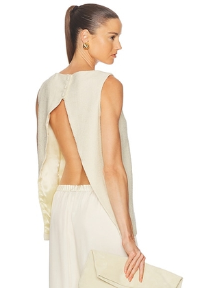 House of Dagmar Open Back Boucle Top in Cream White - Cream. Size 32 (also in 34).