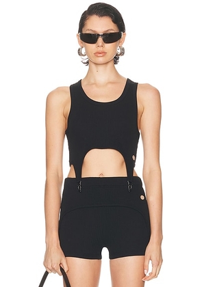 Jean Paul Gaultier Lingerie Garter Ribbed Bra Top in Black - Black. Size XS (also in S).