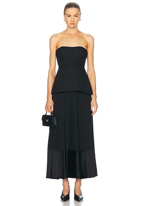 SIMKHAI Prisca Belted Bustier Tea Length Dress in Black - Black. Size 0 (also in 2, 4).