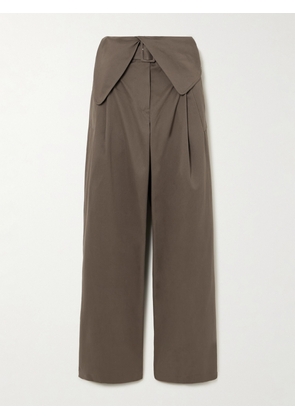 JW Anderson - Layered Cotton-gabardine Wide-leg Pants - Brown - UK 6,UK 8,UK 10,UK 12,UK 14