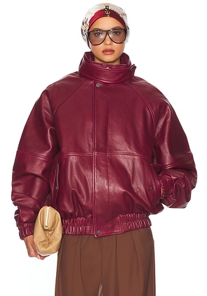 Helsa The Oversized Leather Bomber in Oxblood - Burgundy. Size S (also in XL, XS).
