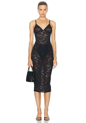 Fleur du mal Le Stretch Lace Slip Dress in Black - Black. Size S (also in M).