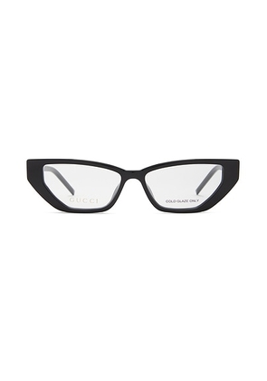 Gucci G Squared Strass Logo Narrow Eyeglasses in Black & Grey - Black. Size all.