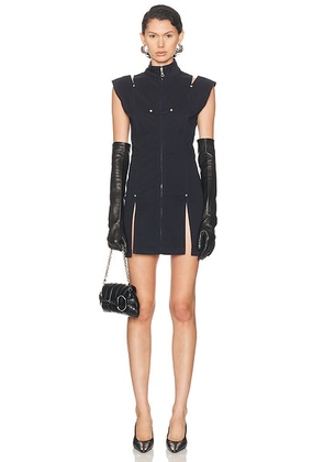 Jean Paul Gaultier Overdyed Denim Slit And Mesh Short Dress in Navy - Navy. Size M (also in L, S, XS).