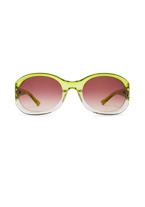 Gucci Oval Acetate Sunglasses in Shiny Gradient Transparent Acid Green & Crystal - Green. Size all.