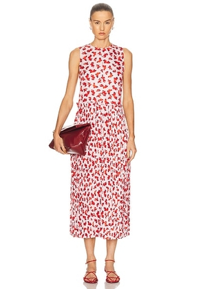 Jil Sander Printed Dress in Raspberry Cream - Red,Pink. Size 36 (also in 38, 40).