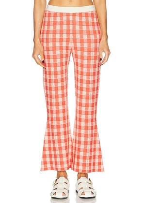 Guest In Residence Gingham Flare Pant in Cherry Combo - Red. Size L (also in S).