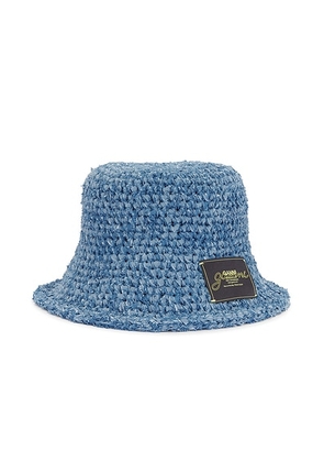 Ganni Denim Handknit Bucket Hat in Light Indigo - Blue. Size all.
