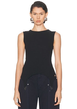 Jean Paul Gaultier Lingerie Garter Ribbed Tank Top in Black - Black. Size M (also in L, S, XS).